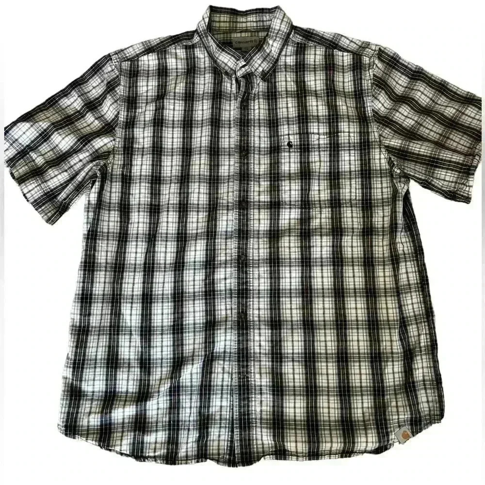 Carhartt Men’s Shirt Sleeve Brown Plaid Shirt. Size XL